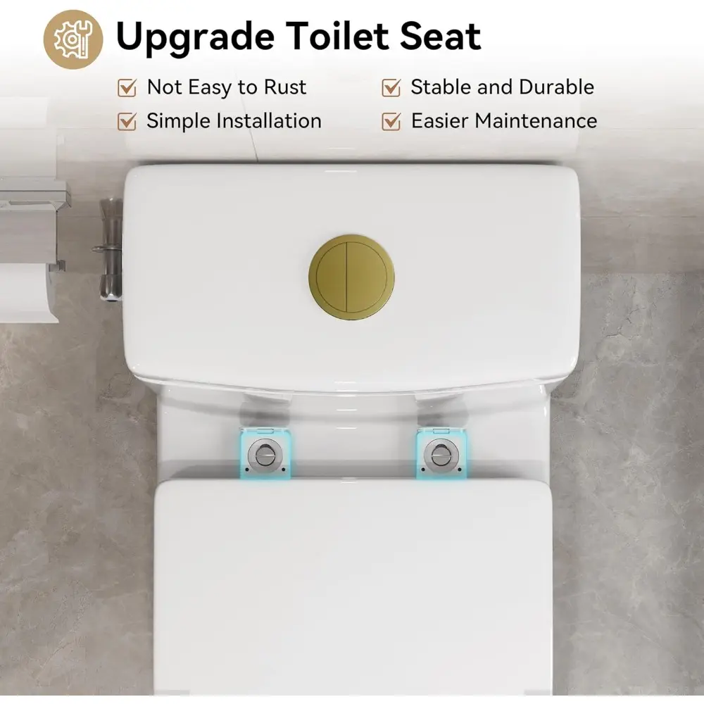 HWMT-8733 Small Compact One Piece Toilet For Bathroom, Powerful & Quiet Dual Flush Modern Toilet, 12'' Rough-In Toilet & Soft C