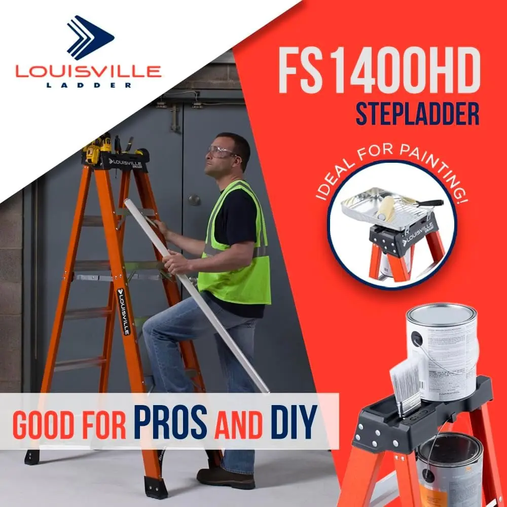8-Foot Fiberglass Step Ladder, 375-Pound Load Capacity, Type IAA, FS1408HD
