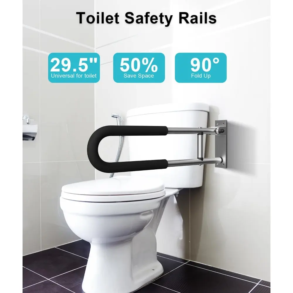 Handicap Grab Bars Rails 23.6 Inch Toilet Handrails Bathroom Safety Bar Hand Support Rail Handicapped Handrail Accessories for S