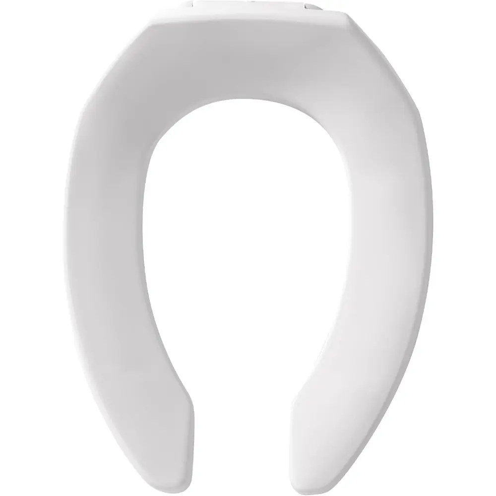 6 Pack Commercial Open Front Plastic Toilet Seat, Heavy Duty Industrial Seat without Lid, Secure Installation for Long Lasting