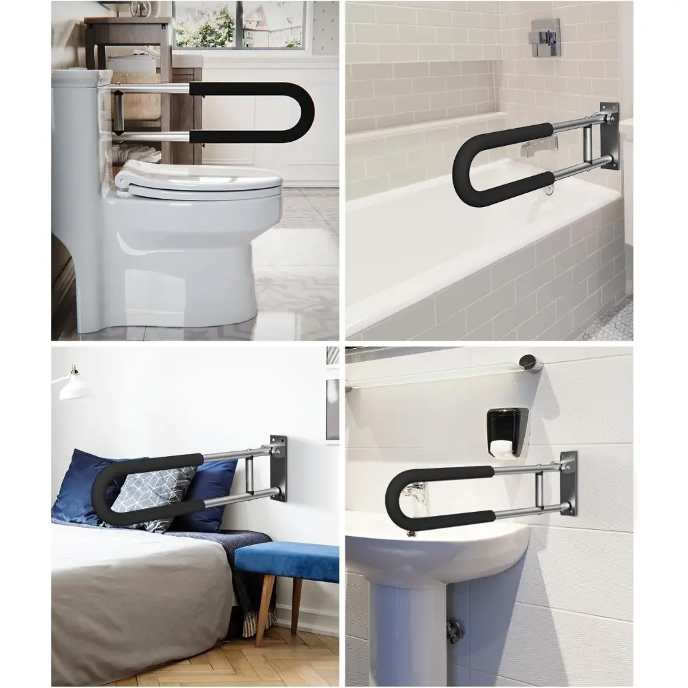 Handicap Grab Bars Rails 23.6 Inch Toilet Handrails Bathroom Safety Bar Hand Support Rail Handicapped Handrail Accessories for S