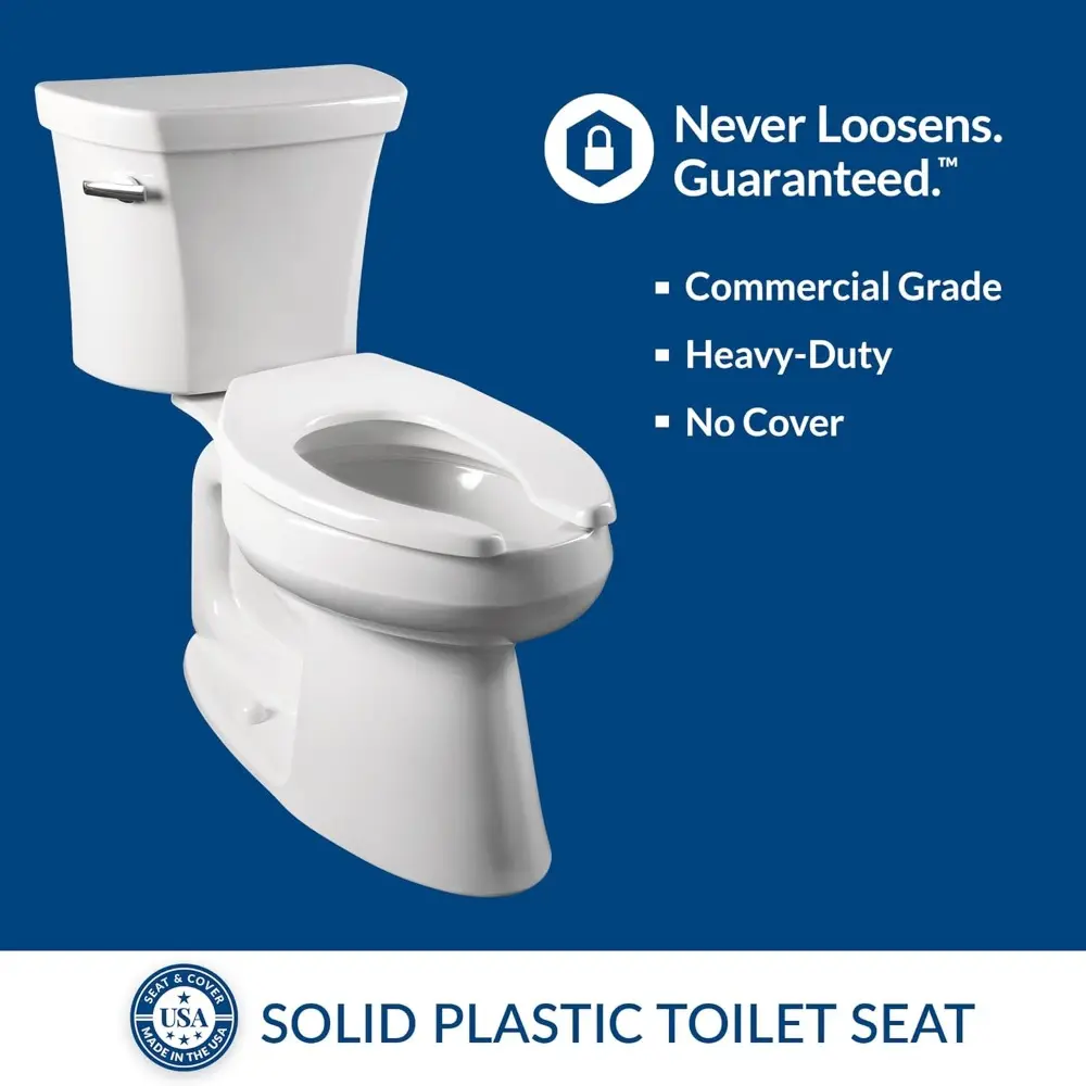 6 Pack Commercial Open Front Plastic Toilet Seat, Heavy Duty Industrial Seat without Lid, Secure Installation for Long Lasting