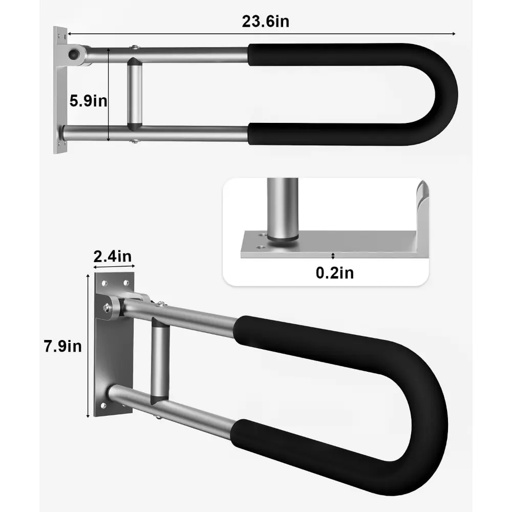 Handicap Grab Bars Rails 23.6 Inch Toilet Handrails Bathroom Safety Bar Hand Support Rail Handicapped Handrail Accessories for S