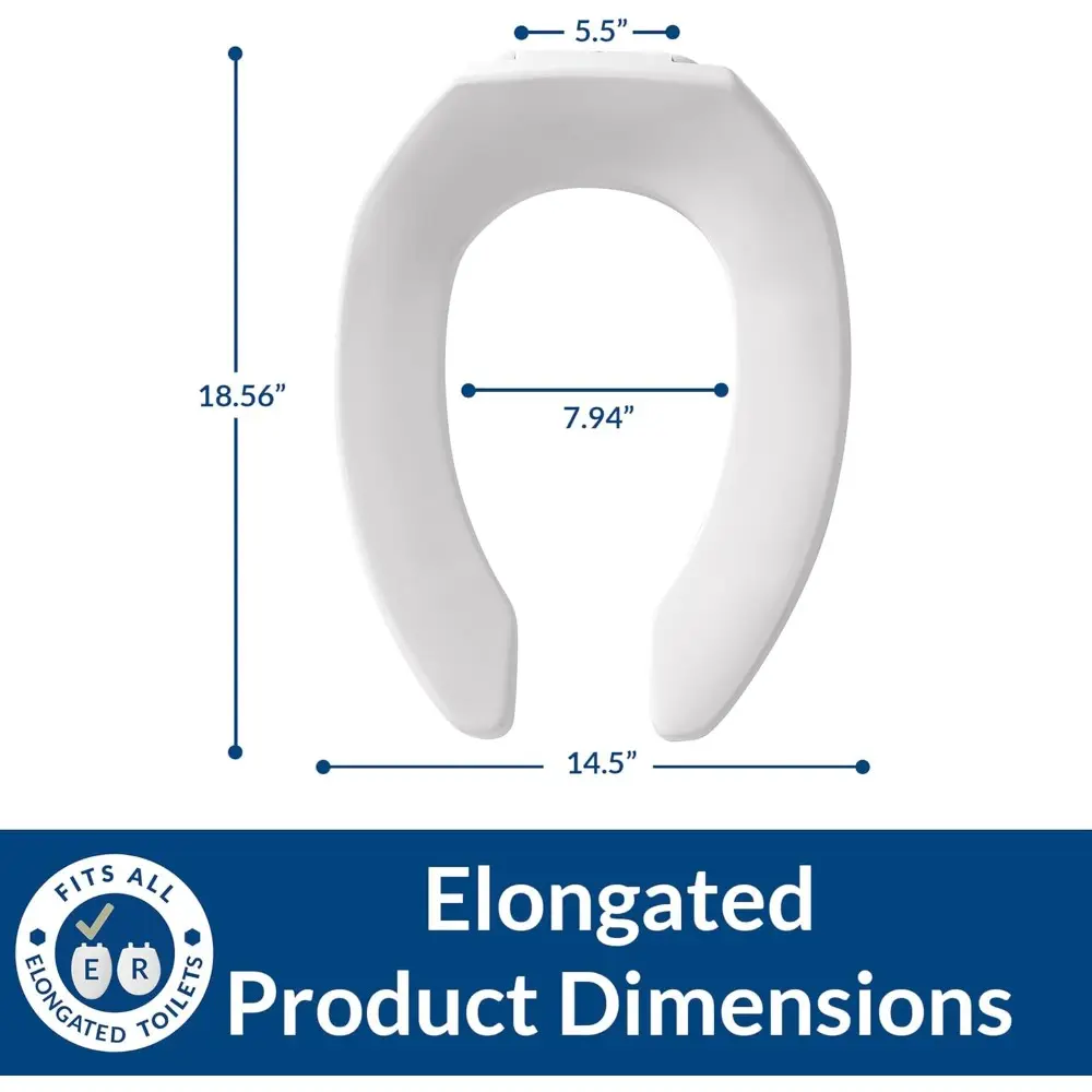 6 Pack Commercial Open Front Plastic Toilet Seat, Heavy Duty Industrial Seat without Lid, Secure Installation for Long Lasting