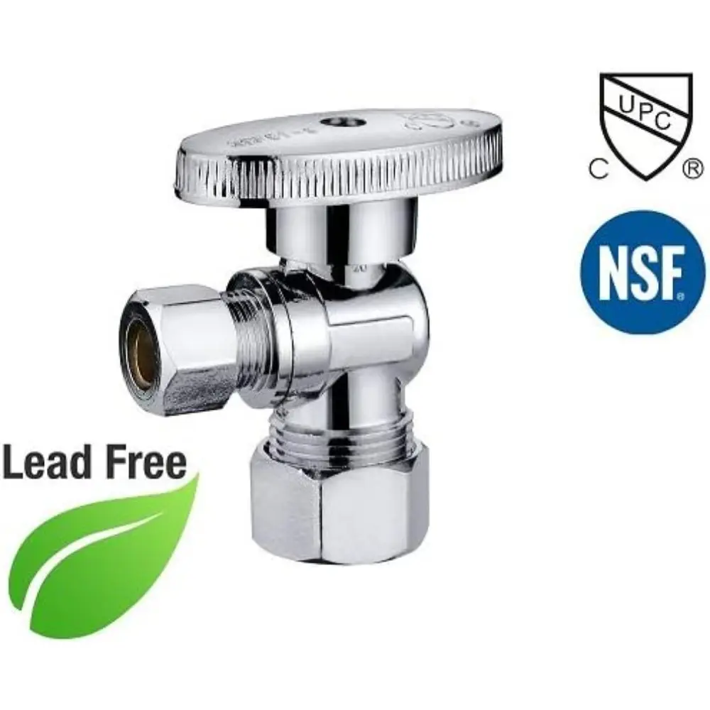 54Pcs EZ-FLUID Heavy Duty Angle Stop Valve,1/4 Turn Water Shut Off Valves 1/2" Nominal (5/8" OD) Compression x 3/8"OD Outlet,Met