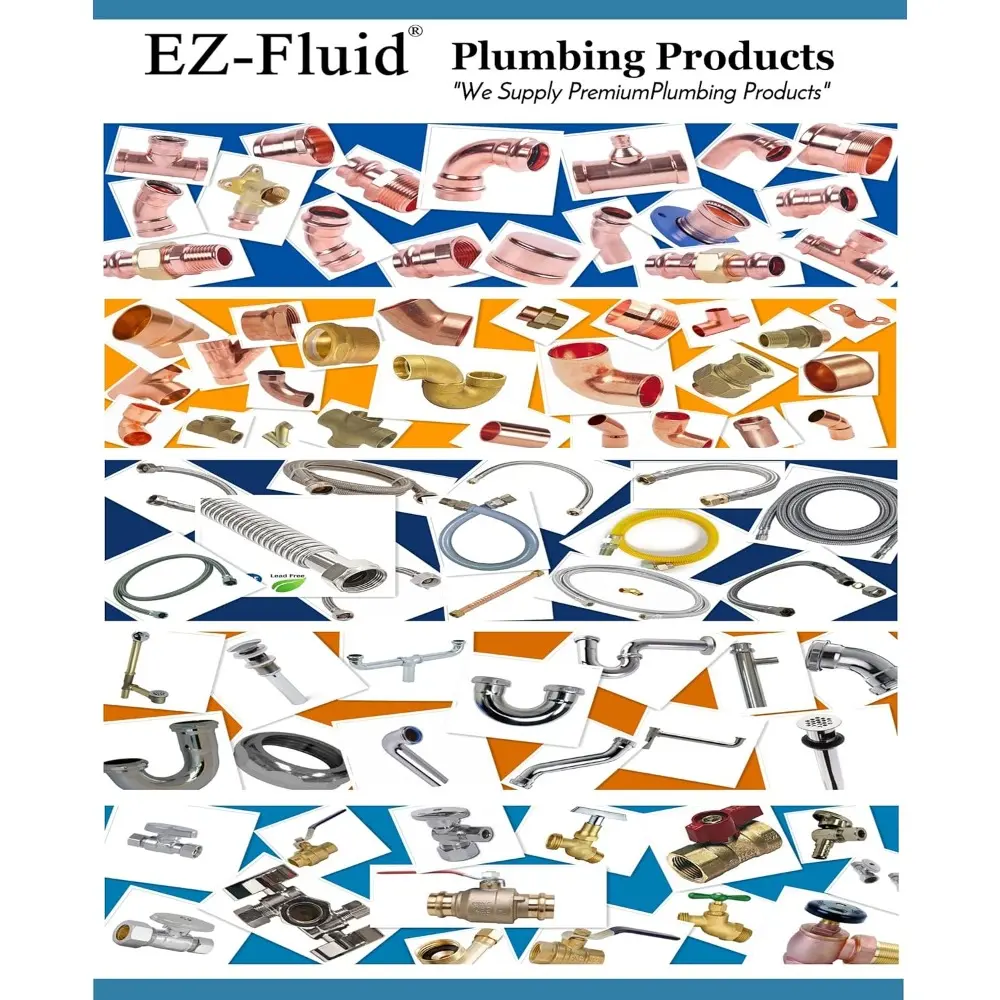 54Pcs EZ-FLUID Heavy Duty Angle Stop Valve,1/4 Turn Water Shut Off Valves 1/2" Nominal (5/8" OD) Compression x 3/8"OD Outlet,Met