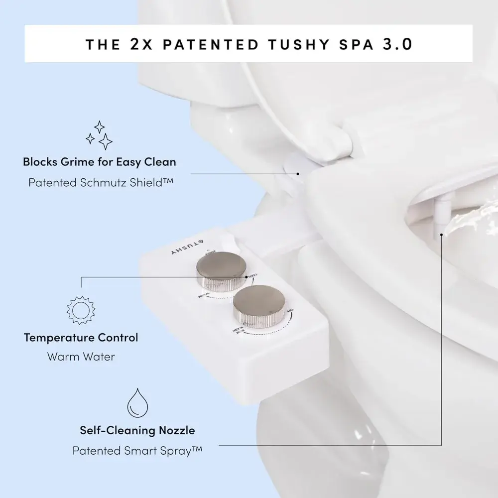 TUSHY 3.0 Spa Cool to Warm Water Bidet Attachment. Easy Universal Toilet Seat Install, Requires Sink Connection for Temperature