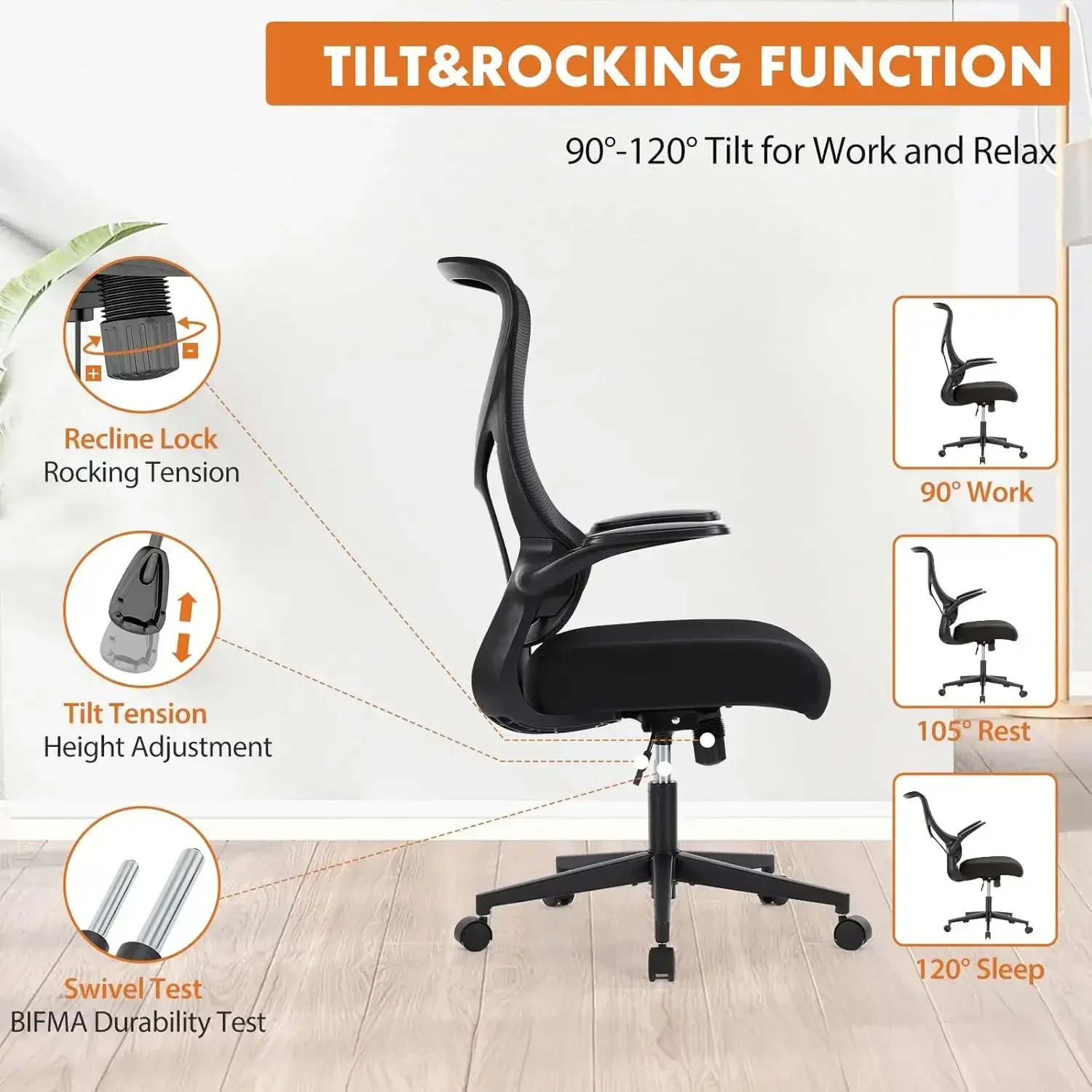 Ergonomic Office Desk Computer Chair, Comfy High Back Swivel Rolling Home Mesh Gaming Chairs with Wheels
