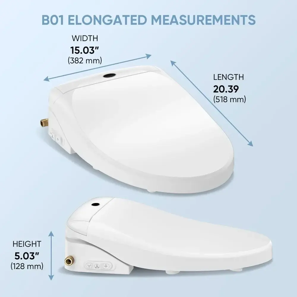 Electric Bidet Smart Toilet Seat with Dual Control Mode, Adjustable Warm Water and Air Dryer, Ultra Slim Heated Toilet Seat, Os