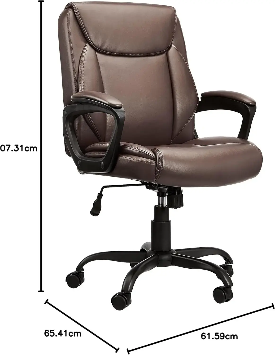 Classic Puresoft PU-Padded Mid-Back Office Computer Desk Chair with Armrest - Brown