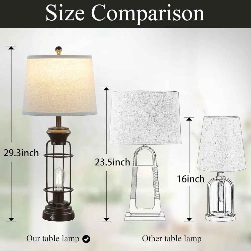 Table Lamps for Living Room Set of 2, 28" Tall Farmhouse Table Lamp with Oil Rubbed Bronze Finish, Bedroom Lamps for Nightstand