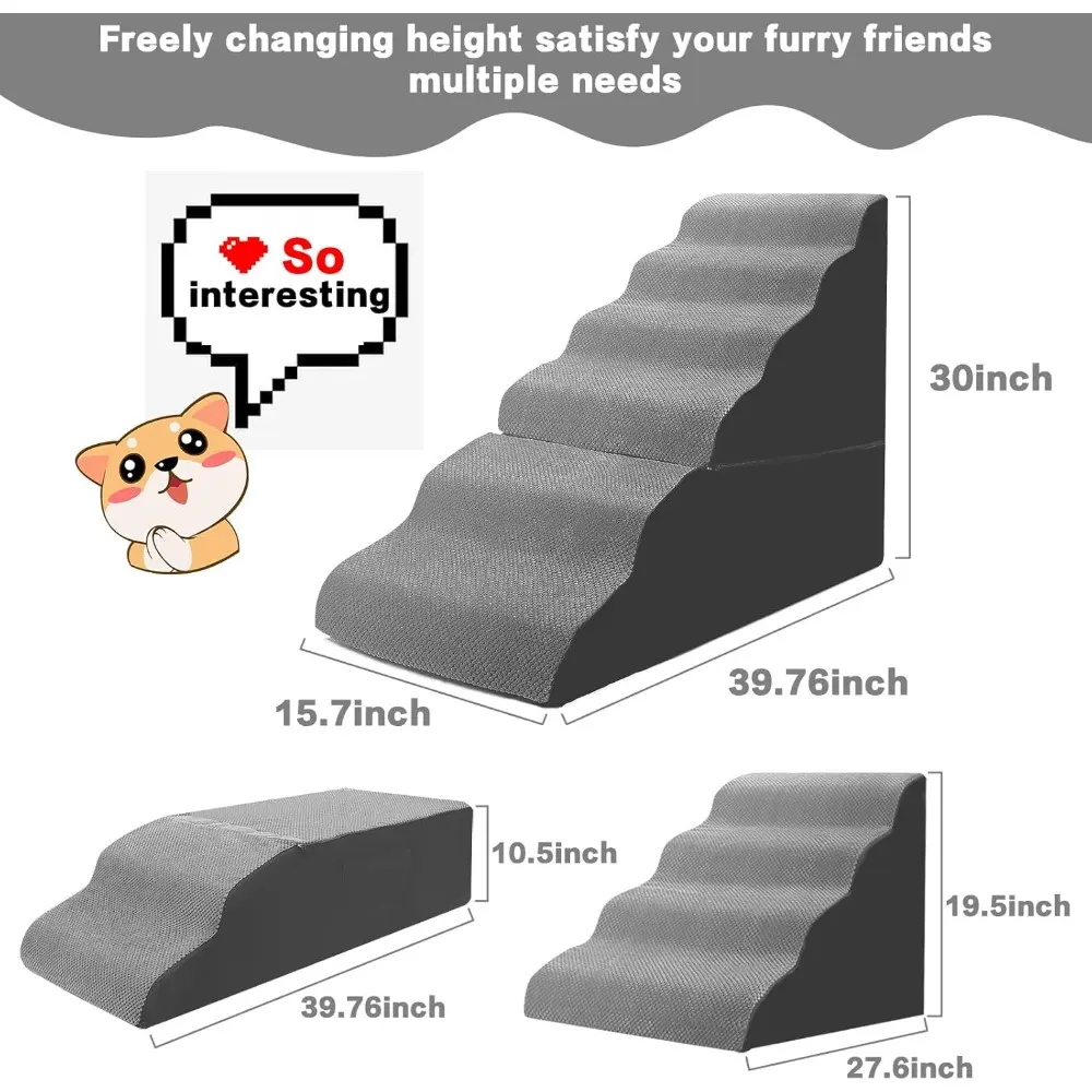 Dog Stairs for High Beds 30-36 inches Tall, 6-Step Pet Stairs/Steps for Small Large Dogs, 30D Foam Pet Dog Steps for Bed 32-36 i