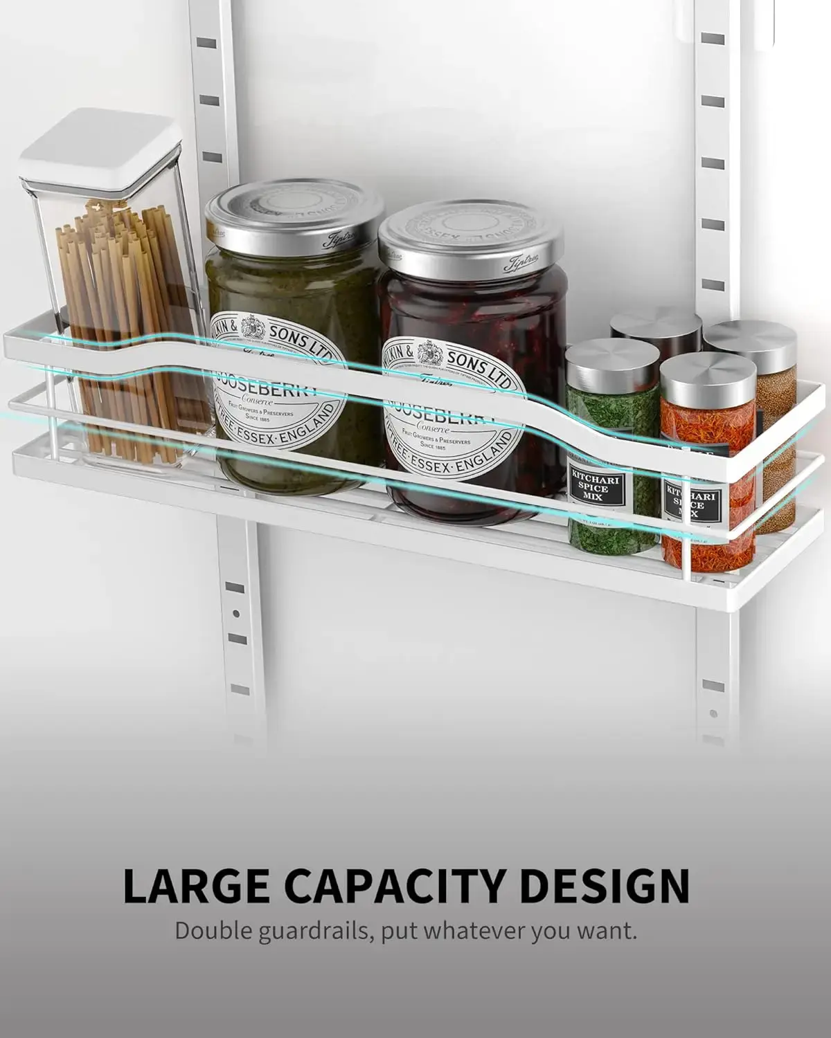 White 9-Tier Over The Door Pantry Organizer, Pantry Organization And Storage, Metal Hanging Spice Rack Shelves Door