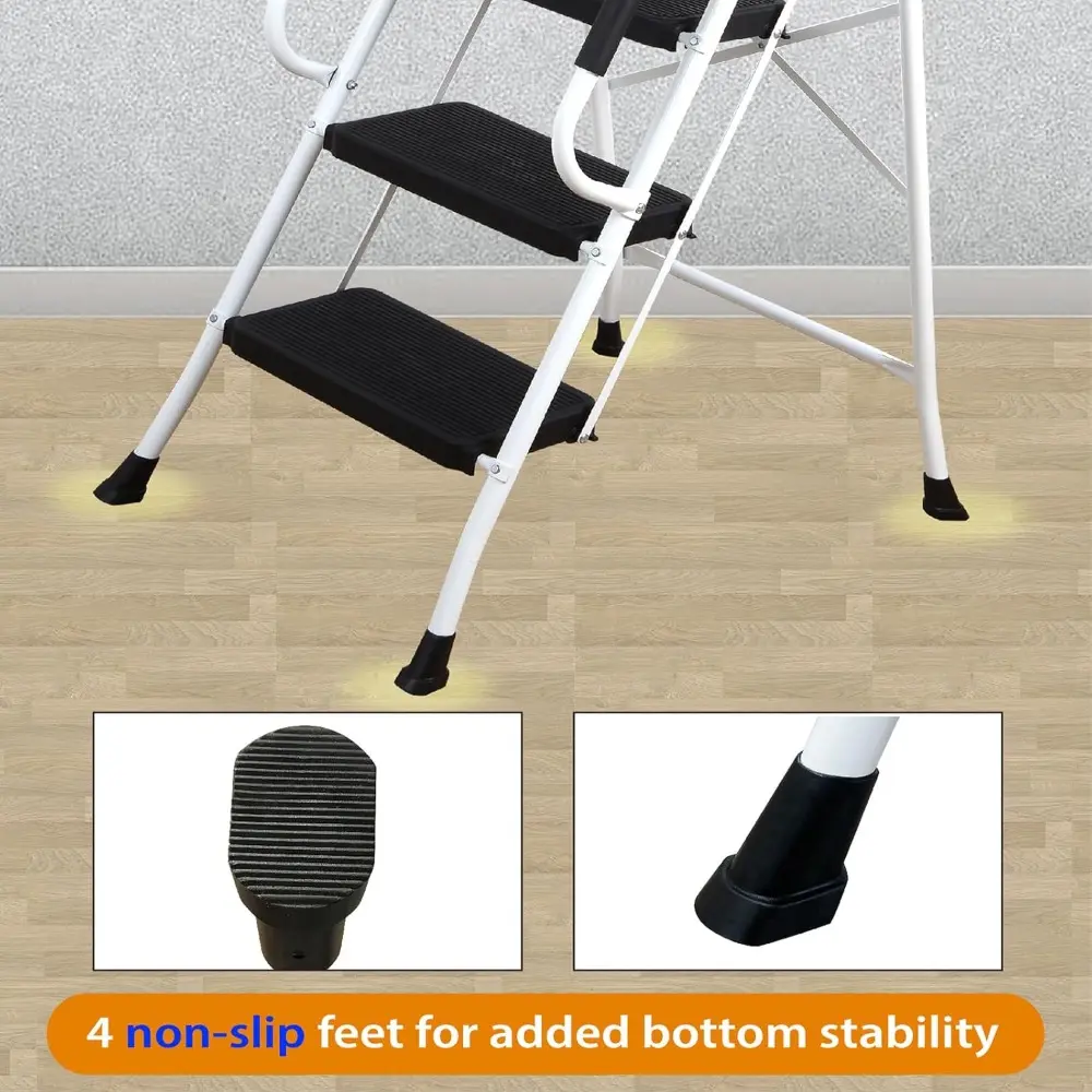 4 Step Ladder with Handrails (Include Tool Tray+Bag) 330lbs Capacity