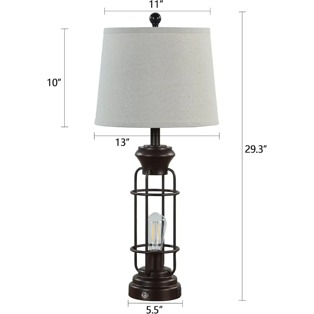 Table Lamps for Living Room Set of 2, 28" Tall Farmhouse Table Lamp with Oil Rubbed Bronze Finish, Bedroom Lamps for Nightstand
