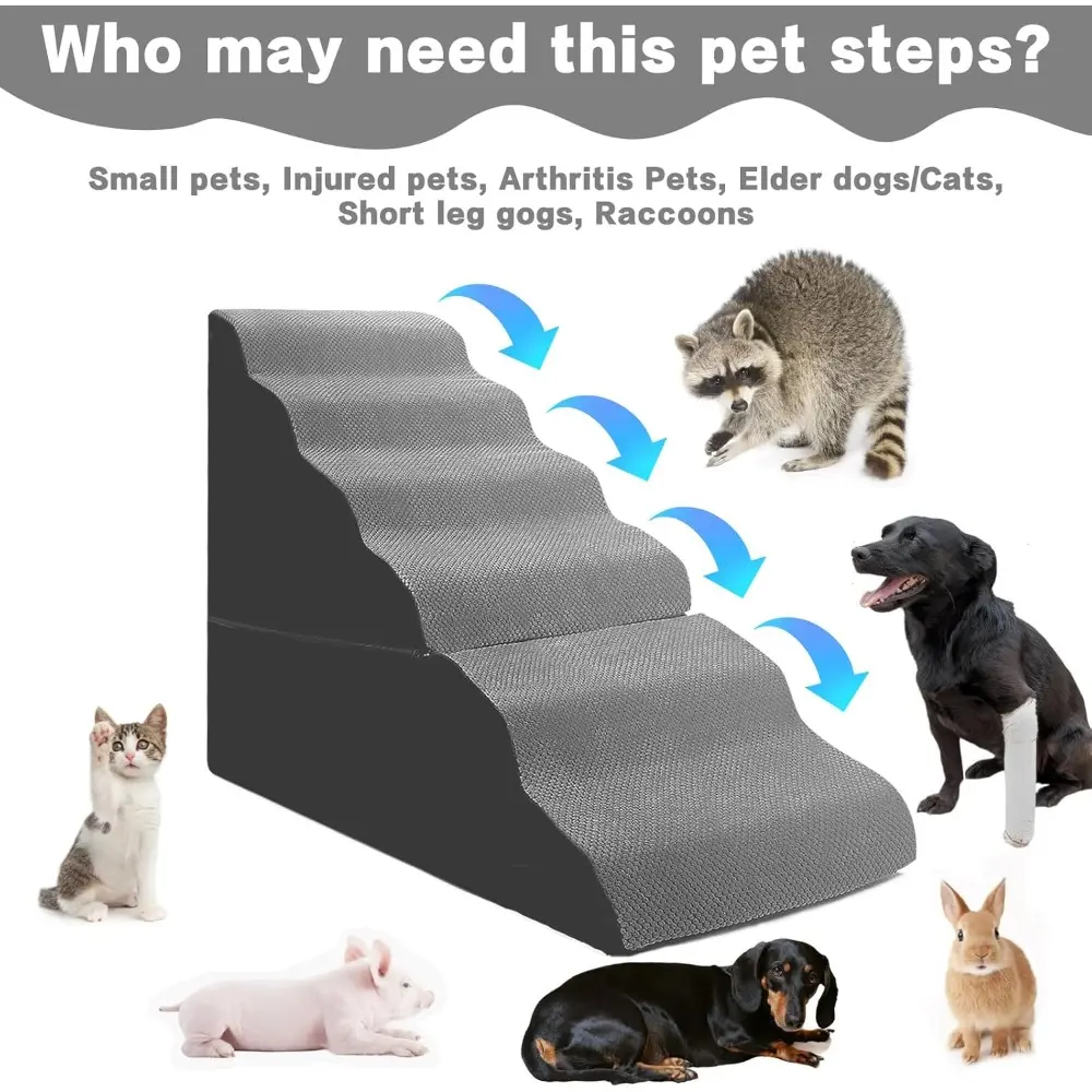 Dog Stairs for High Beds 30-36 inches Tall, 6-Step Pet Stairs/Steps for Small Large Dogs, 30D Foam Pet Dog Steps for Bed 32-36 i