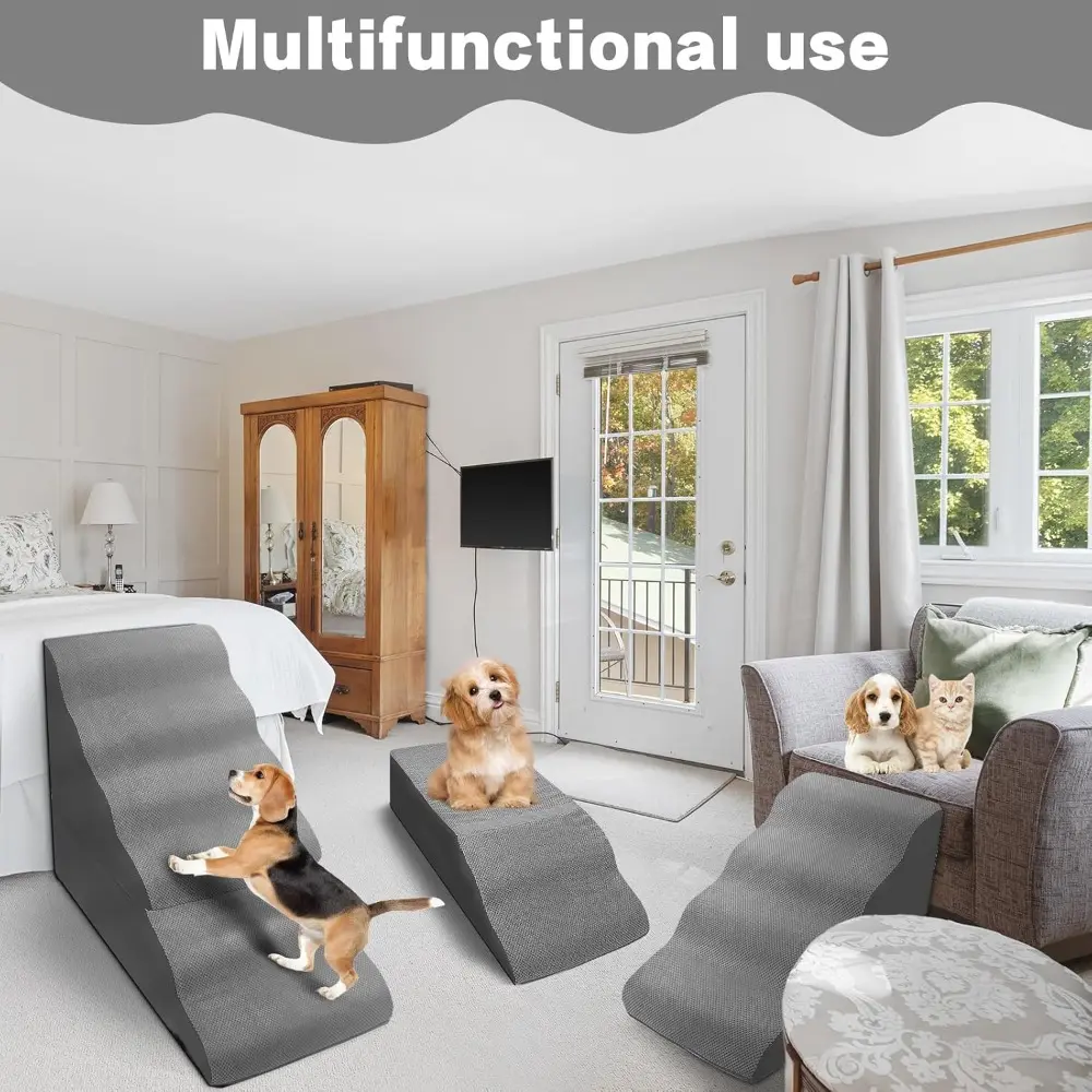 Dog Stairs for High Beds 30-36 inches Tall, 6-Step Pet Stairs/Steps for Small Large Dogs, 30D Foam Pet Dog Steps for Bed 32-36 i