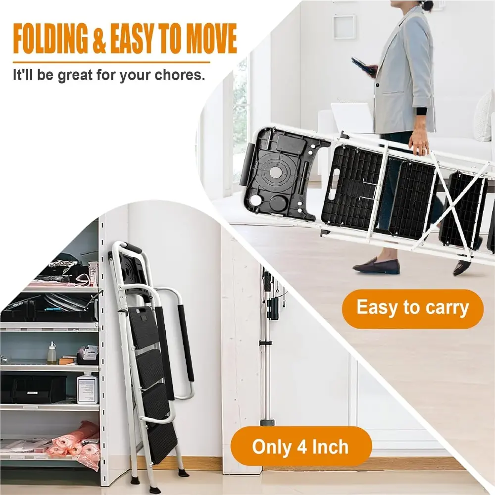 4 Step Ladder with Handrails (Include Tool Tray+Bag) 330lbs Capacity