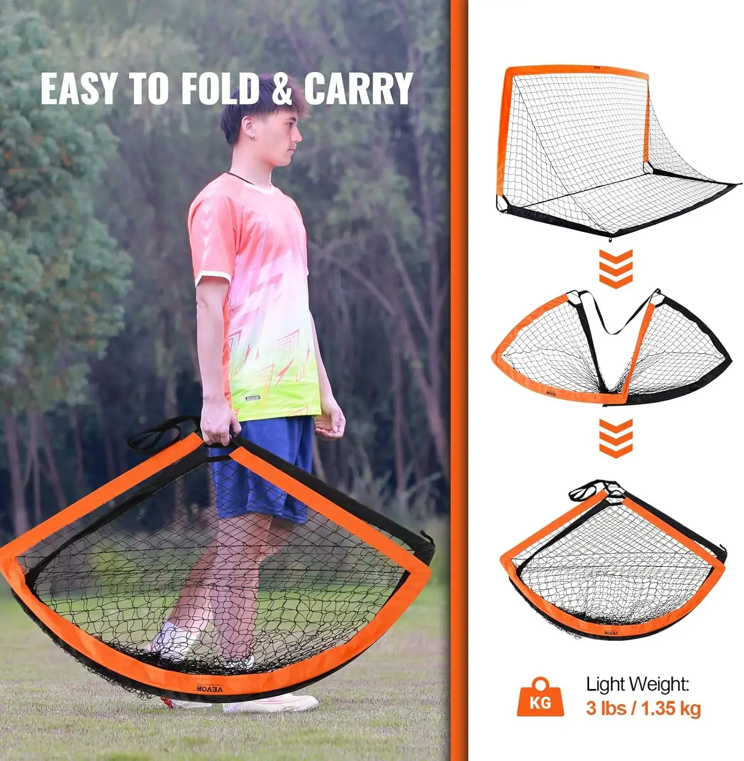 Portable Soccer Goal, 6.5x3.25 ft Kids Backyard Soccer Net, Foldable Pop Up Practice Soccer Net