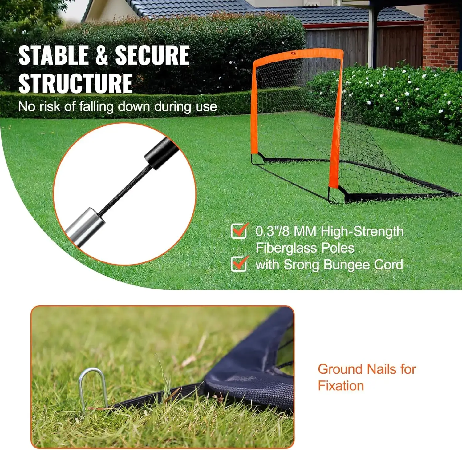 Portable Soccer Goal, 6.5x3.25 ft Kids Backyard Soccer Net, Foldable Pop Up Practice Soccer Net