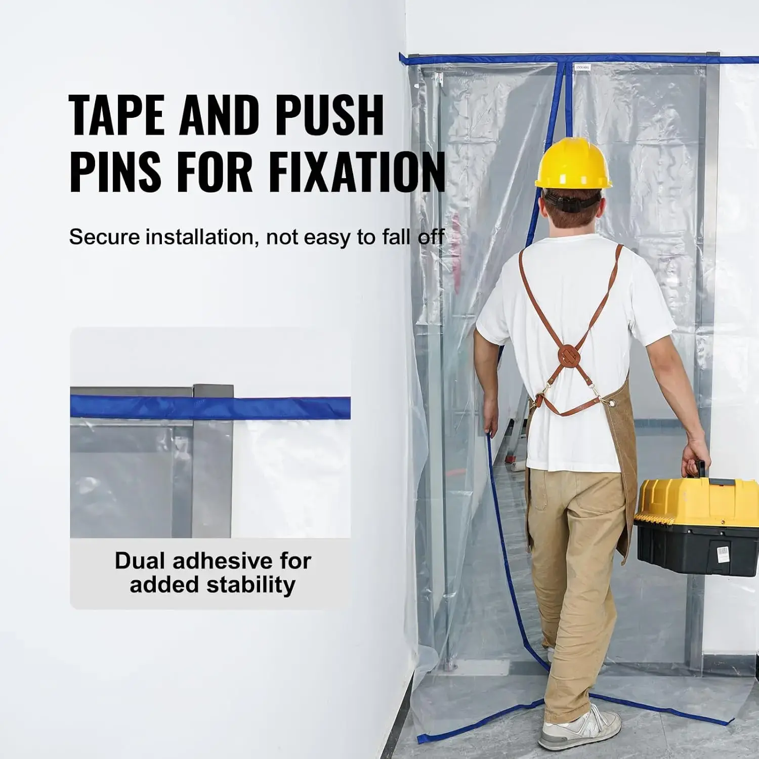 Dust Barrier,7.5 x 4 ftDust Barrier Door Kit,PE Construction Door Cover for Dust Containment, with Magnetic Self-Closing Zipper