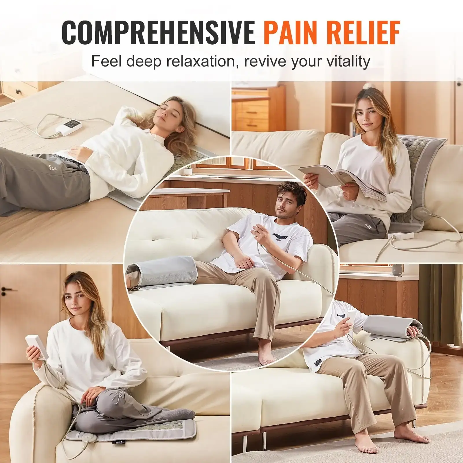 Far Infrared Heating Pad 52 Natural Jade 20 Tourmaline Stone Heating Pad