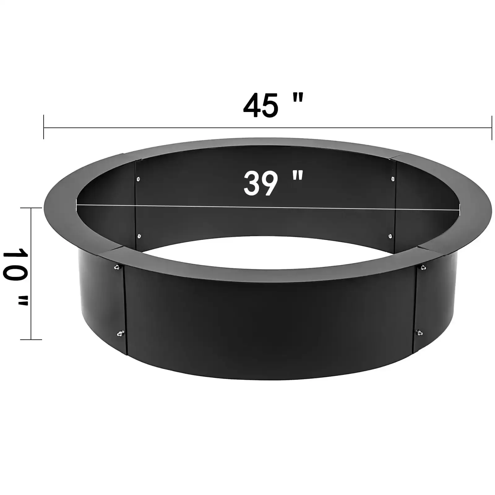 Fire Pit Ring 45-inch Outer/39-inch Inner Diameter 3.0mm Thick Heavy Duty Solid Steel Fire Pit Liner