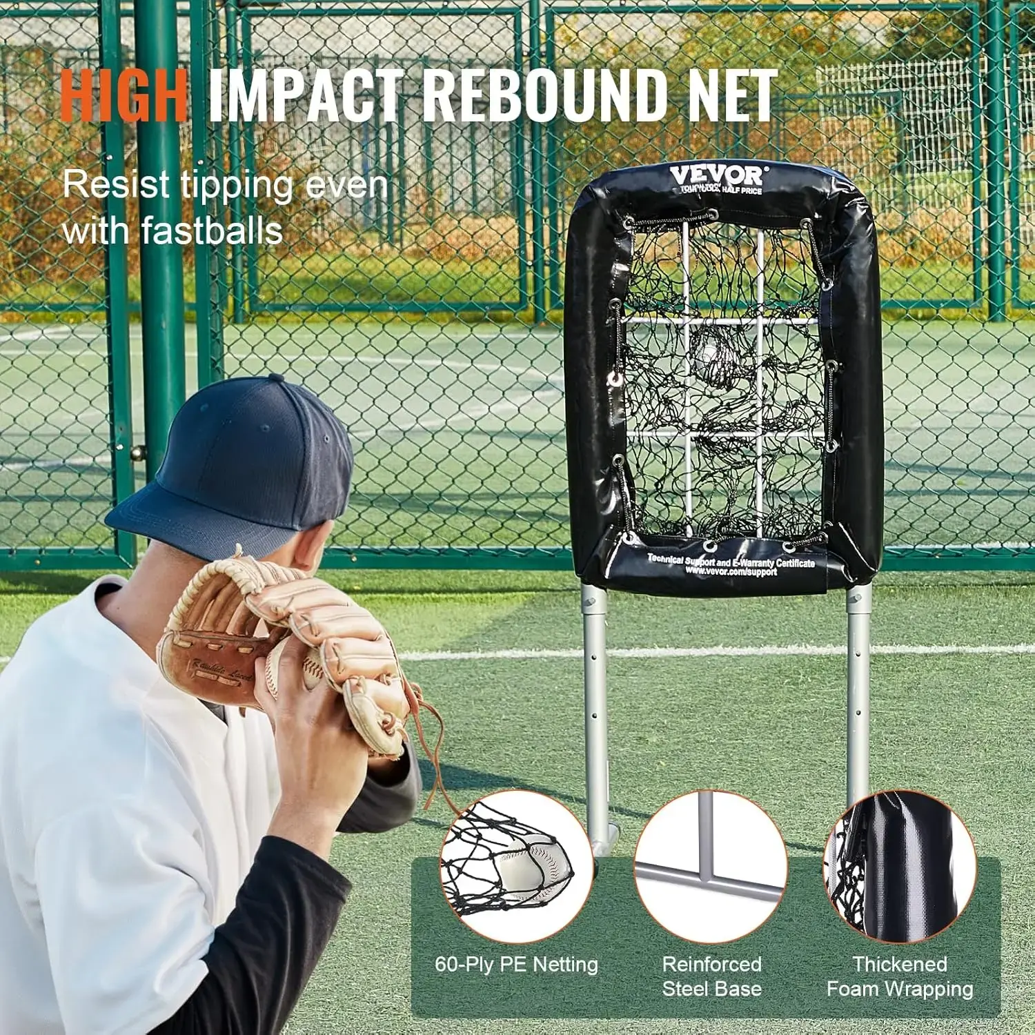 9 Hole Baseball Net, 21"x29" Softball Baseball Training Equipment for Hitting Pitching Practice, Heavy Duty Height Adjustable