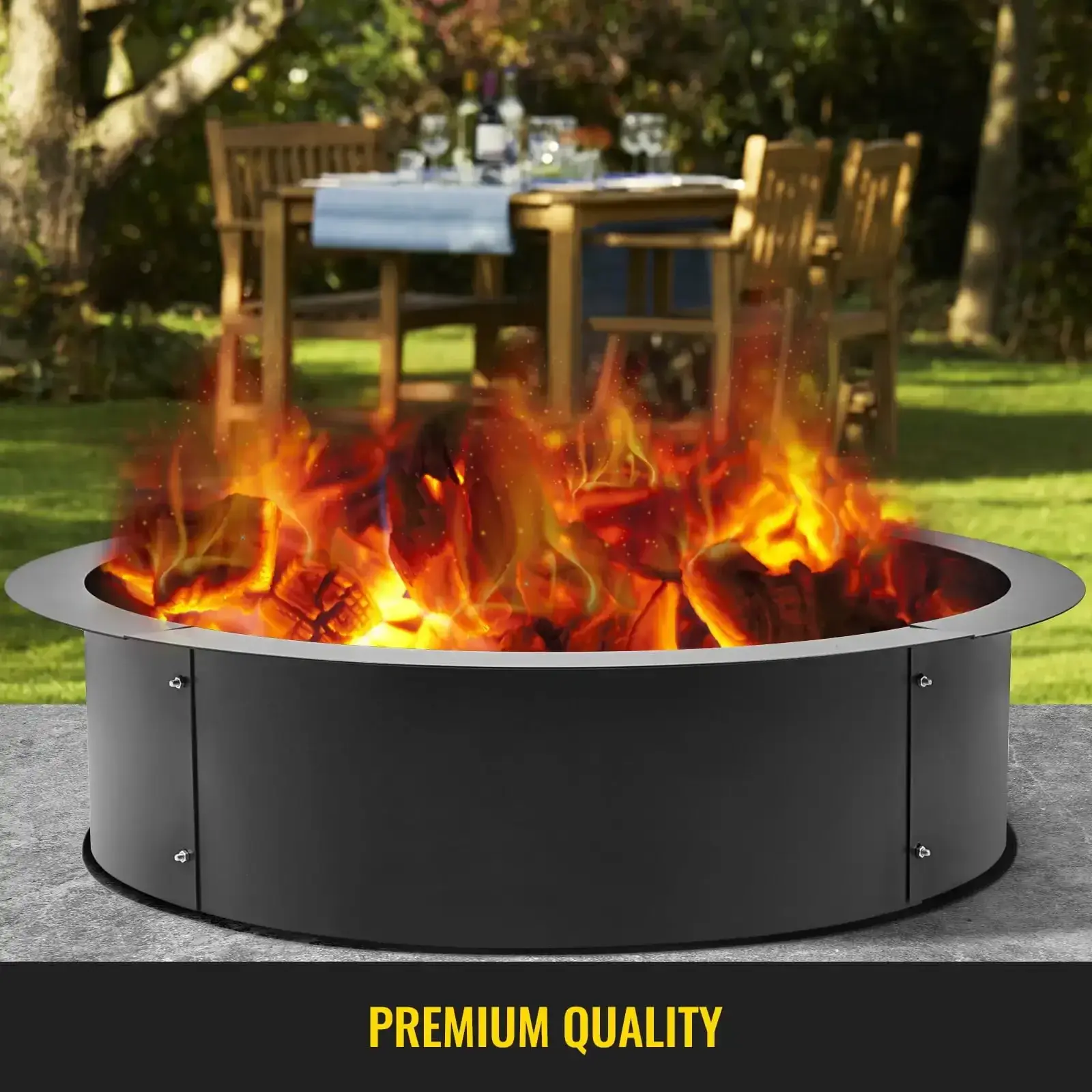 Fire Pit Ring 45-inch Outer/39-inch Inner Diameter 3.0mm Thick Heavy Duty Solid Steel Fire Pit Liner