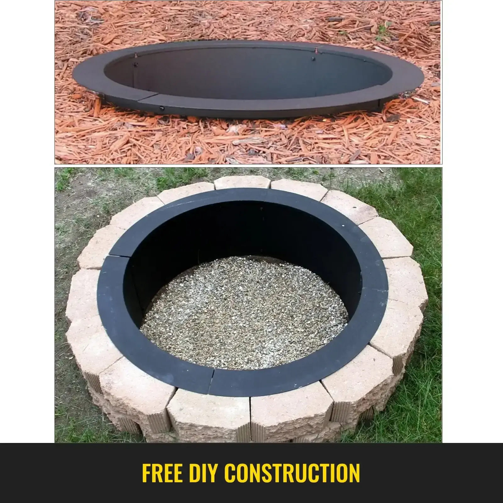Fire Pit Ring 45-inch Outer/39-inch Inner Diameter 3.0mm Thick Heavy Duty Solid Steel Fire Pit Liner