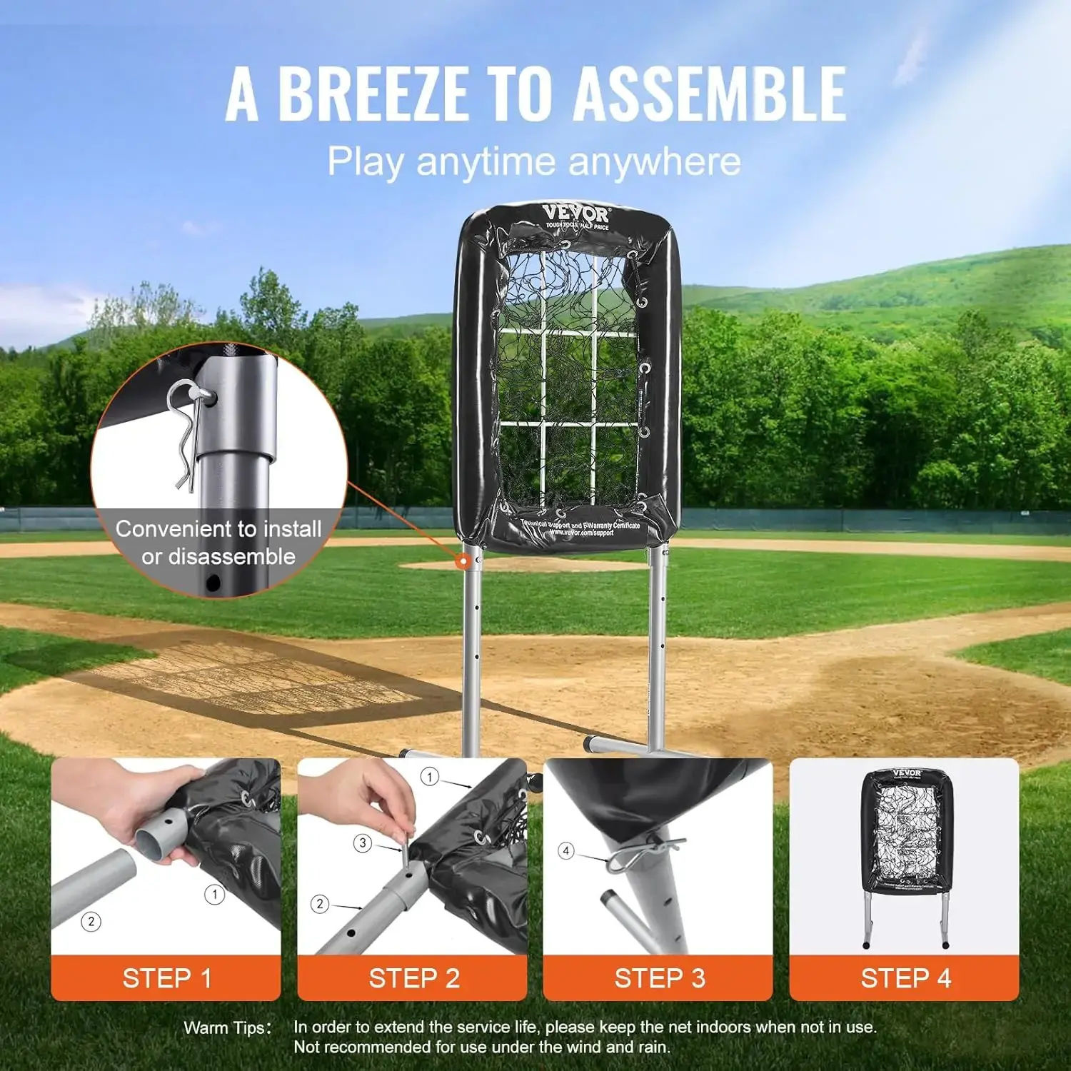 9 Hole Baseball Net, 21"x29" Softball Baseball Training Equipment for Hitting Pitching Practice, Heavy Duty Height Adjustable