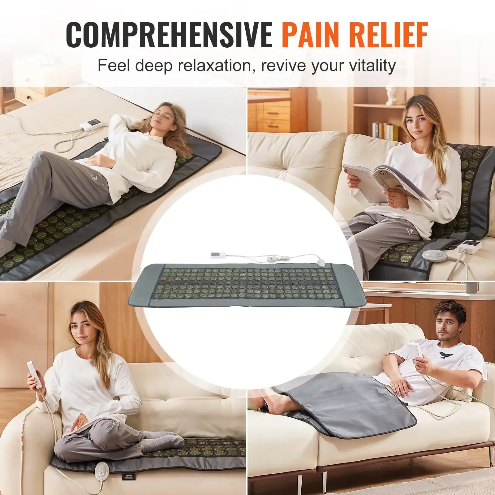 Far Infrared Heating Pad 96 Natural Jade 72 Tourmaline Stone Heating Pad