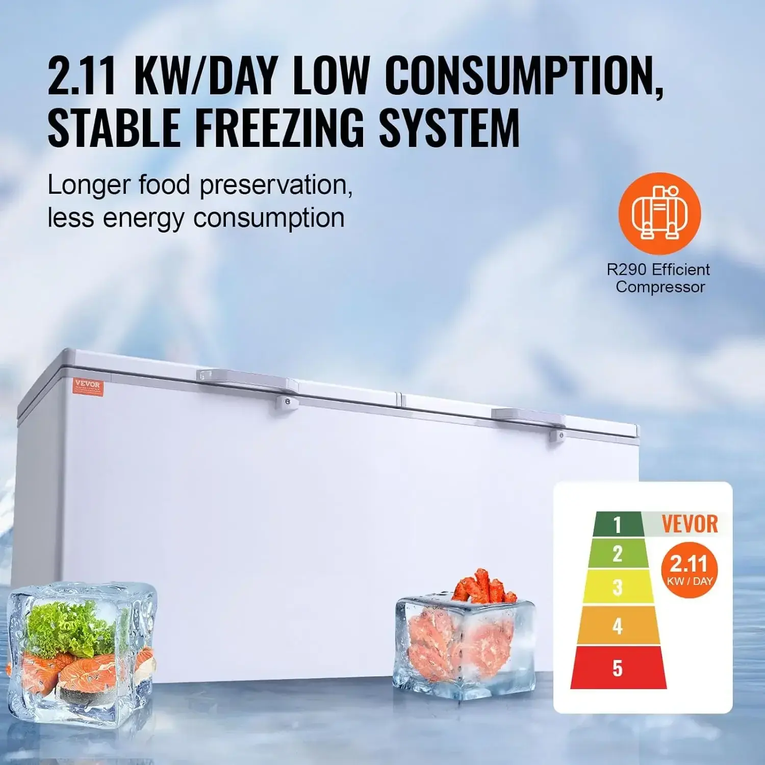 Chest Freezer, 19.8 Cu.ft / 561 L Large Deep Freezer with Split Top Double Locking Lids