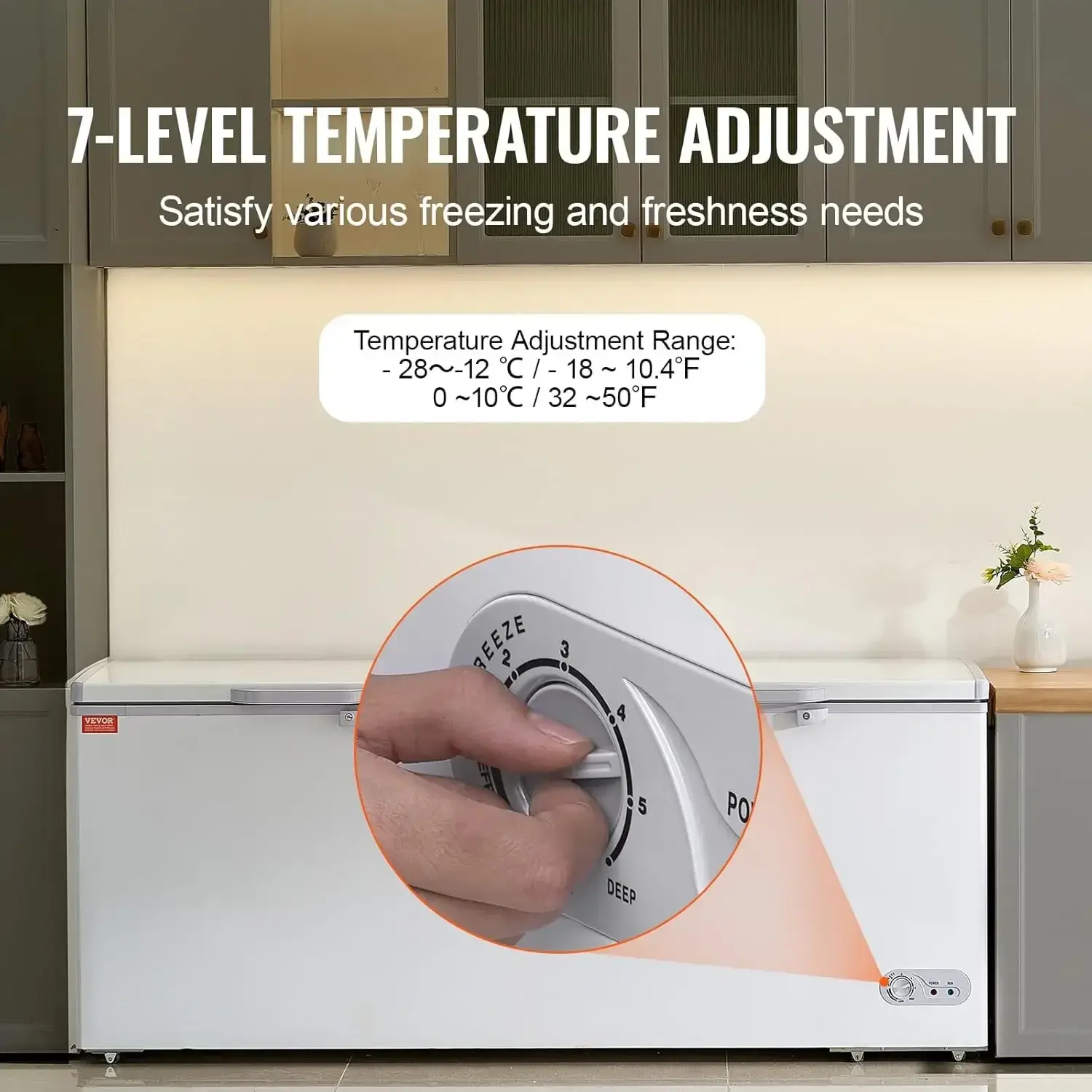 Chest Freezer, 19.8 Cu.ft / 561 L Large Deep Freezer with Split Top Double Locking Lids