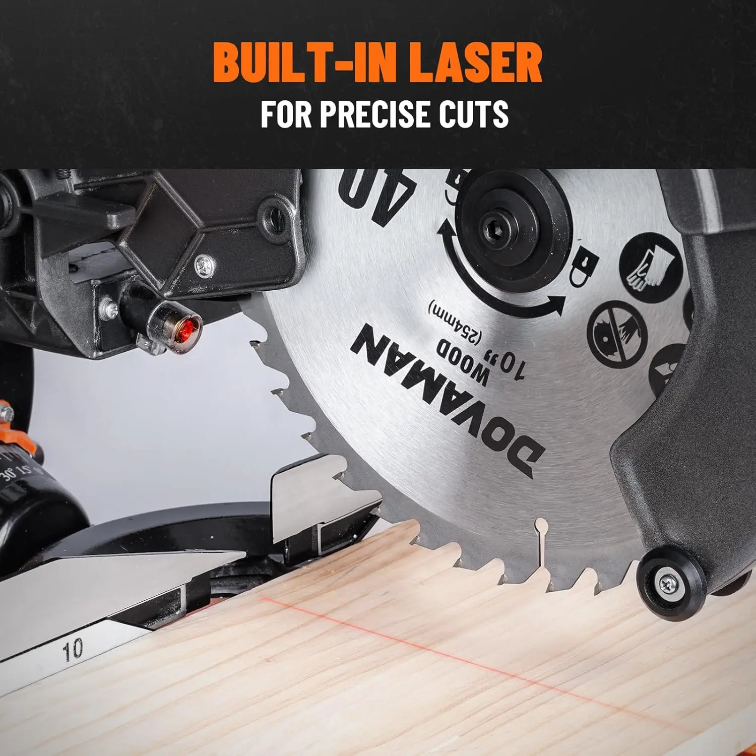 10in Sliding Miter Saw, Multi-use w/ 3 Blades, 15A Miter Saw, 4500/3200RPM, Ambidextrous Use, 0-45° Bevel Laser Cut