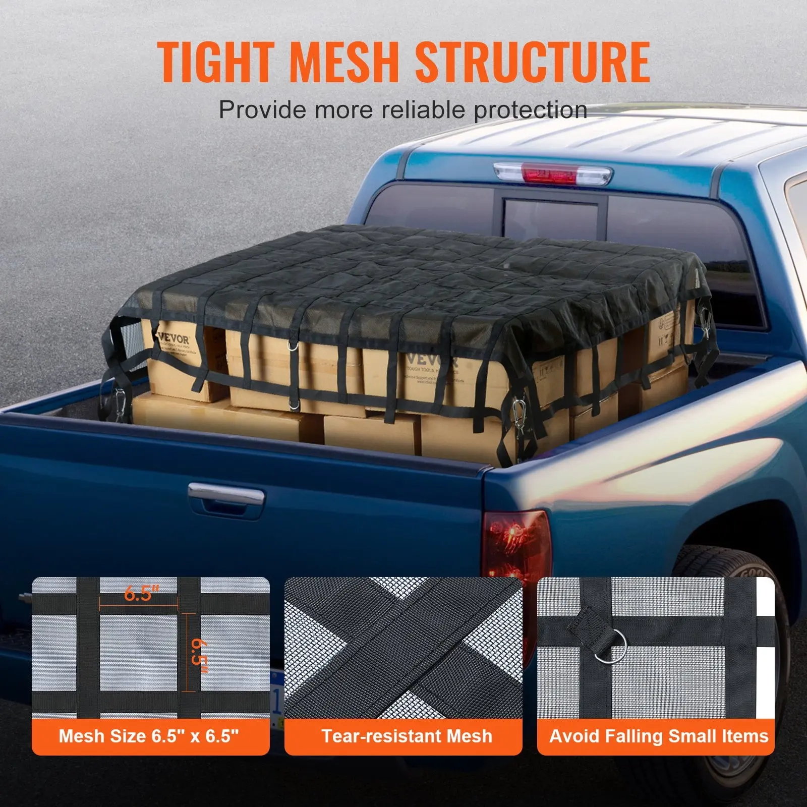 Cargo Net Heavy Duty Cargo Net 96" x 81" Adjustable Buckles  S-Hooks