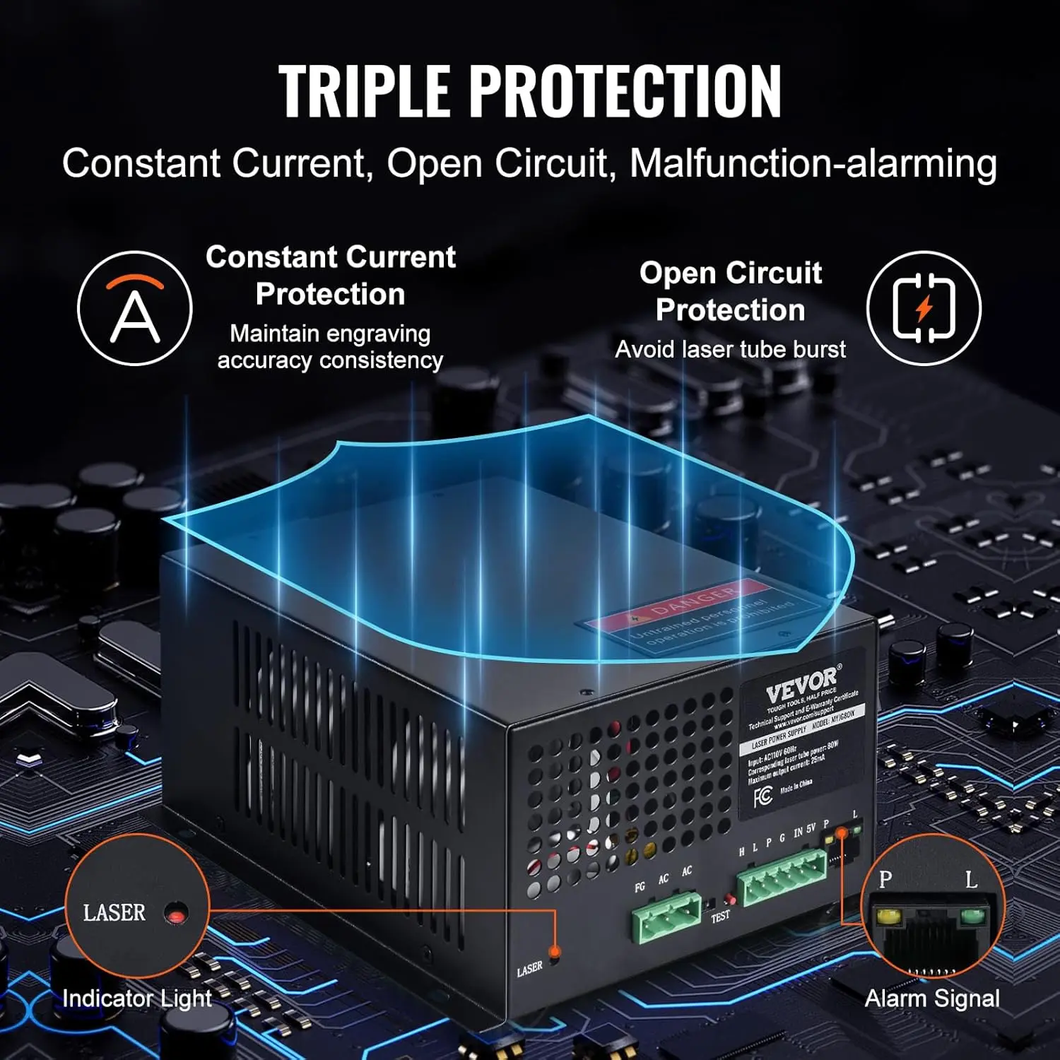 CO2 Laser Power Supply, Power Supply for Laser Tube, Constant Current Protection