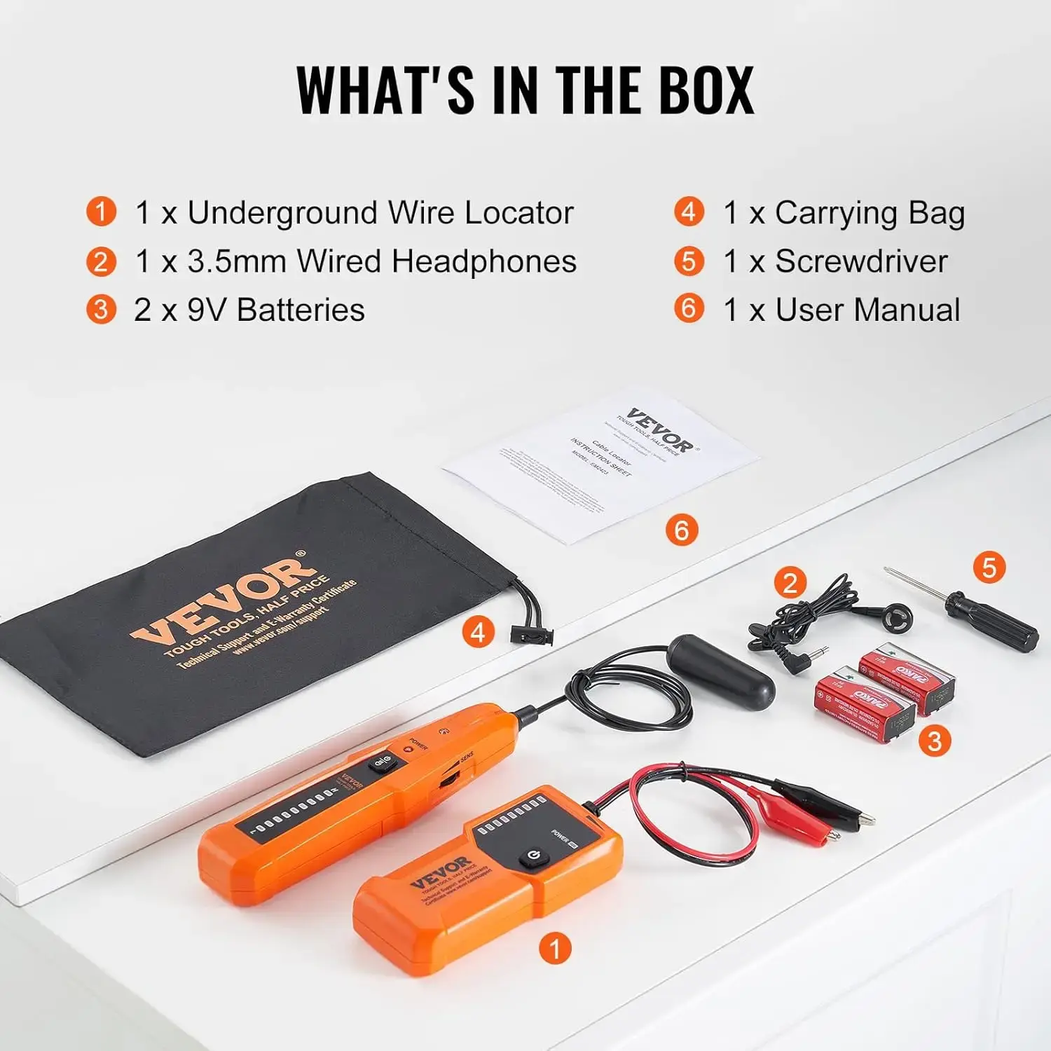 Underground Cable Locator, 3 FT Max. Detection Depth, Wire Tracer Break Detector Finder, 1000 FT Max. Detection Length
