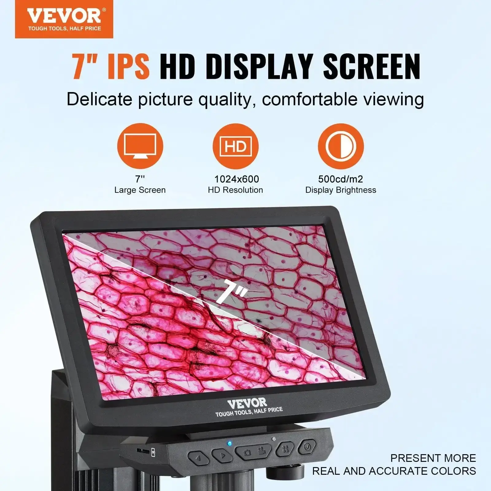 7" HDMI LCD Digital Microscope, Soldering Electron Microscope 1200X with IPS Screen, 8 LED Lights, 2 Flexible Side Lights