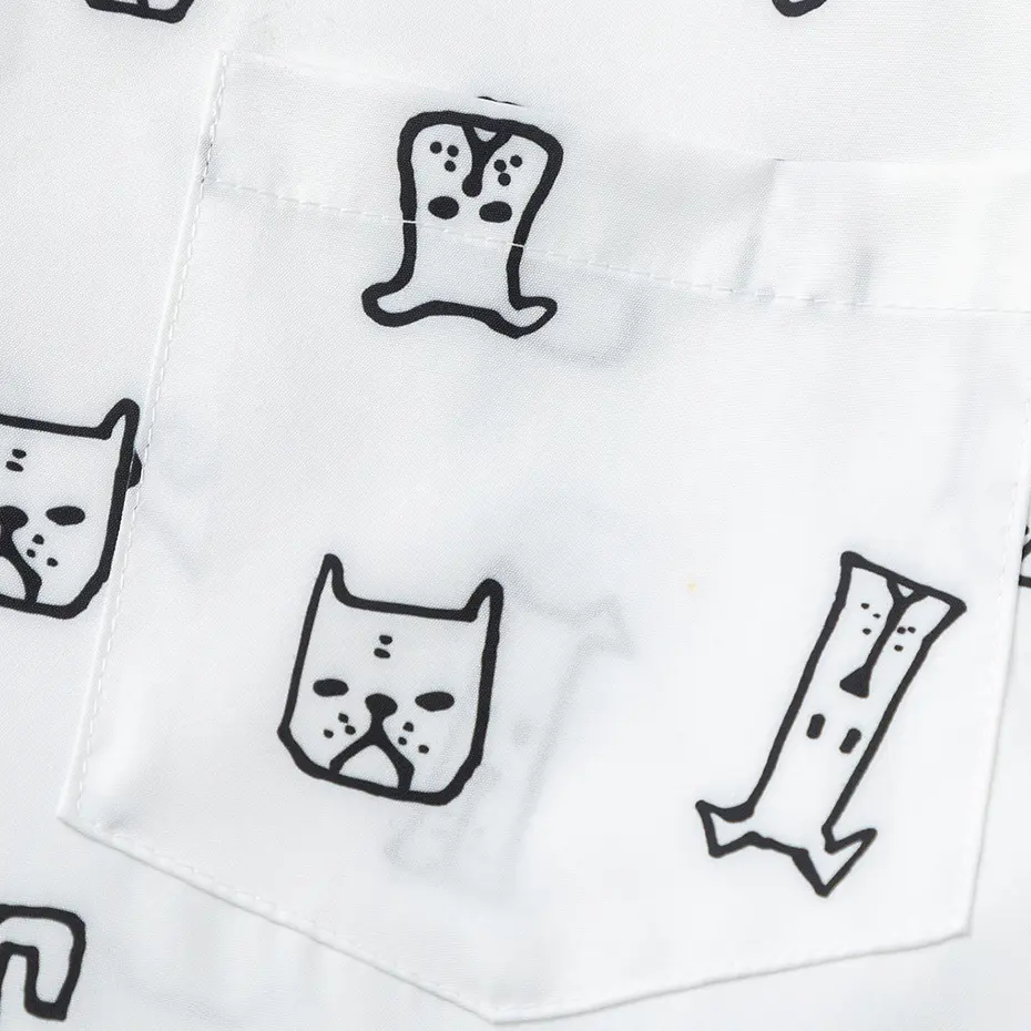 Cartoon Dog Graphic Shirts Japanese Harajuku Long SLeeve Shirts Button Up Blouse Streetwear Hip Hop Oversized Shirts