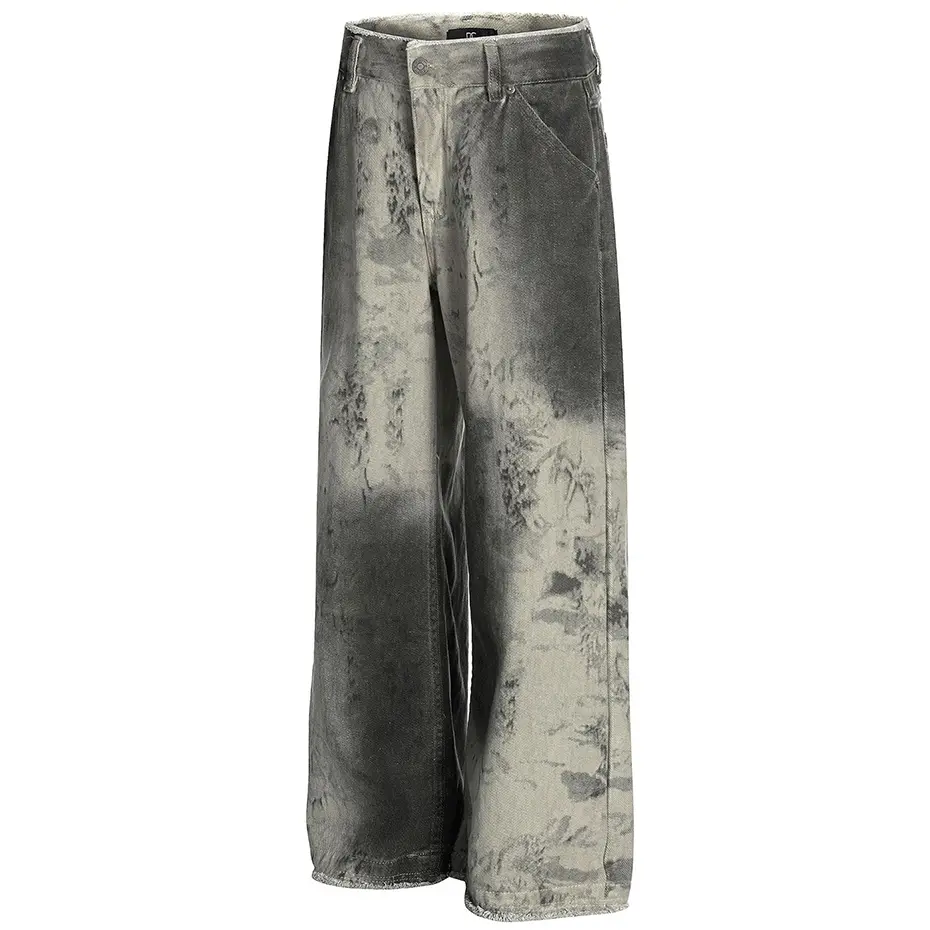 Men Vintage Baggy Jeans Snakeskin Graphic Loose Straight Denim Pants Streetwear Harajuku Hip Hop Jeans Trousers