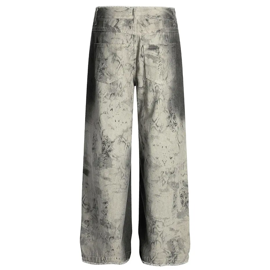 Men Vintage Baggy Jeans Snakeskin Graphic Loose Straight Denim Pants Streetwear Harajuku Hip Hop Jeans Trousers