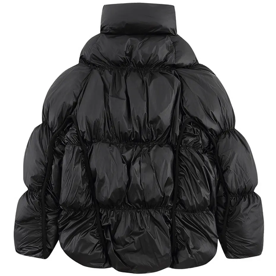 Luxury Design Parkas Winter Coats Padded Jackets Men's Fashion Streetwear Coats Black Pleated Trend Parkas