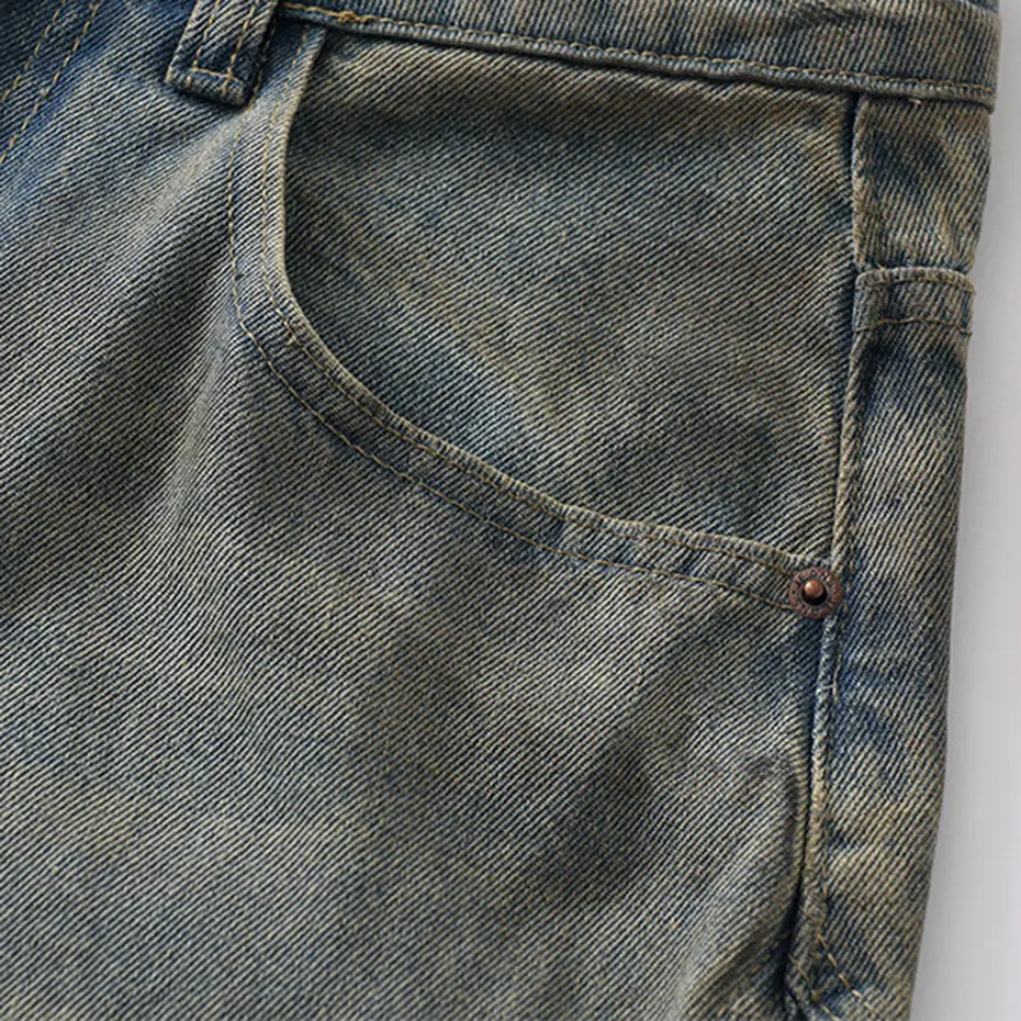Men Vintage Ripped Baggy Jeans Blue Wide Leg Loose Denim Pants Streetwear Harajuku Hip Hop Retro Jeans Trousers