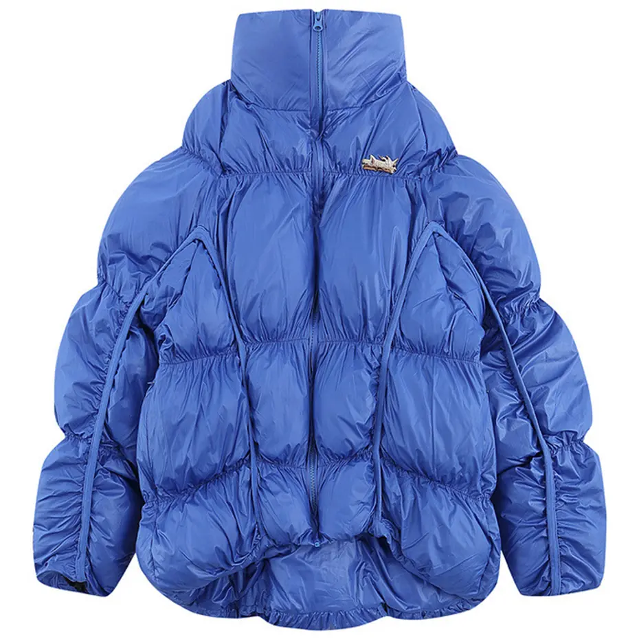 Luxury Design Parkas Winter Coats Padded Jackets Men's Fashion Streetwear Coats Black Pleated Trend Parkas