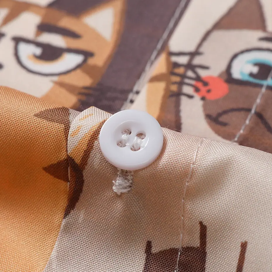 Cats Graphic Shirts Japanese Harajuku Shirts Men Summer Casual Loose Button Up Blouse