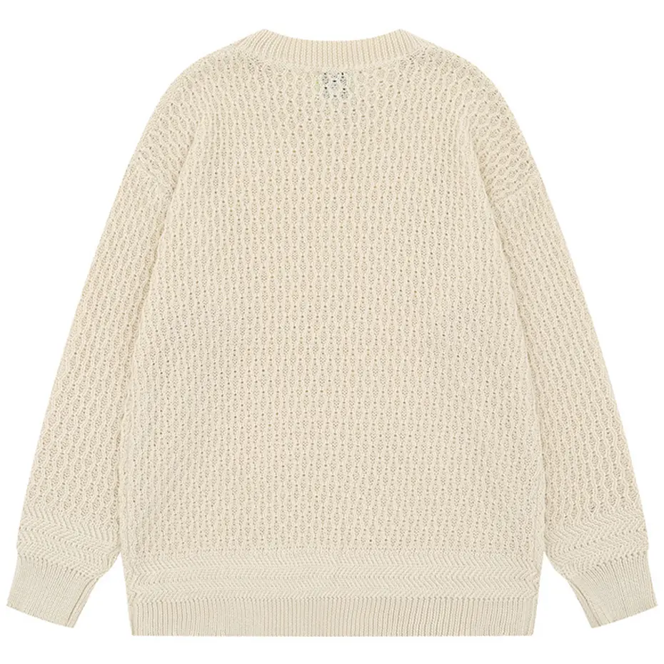2025 Oversized Sweaters Men Solid Loose Knitted Jumper Streetwear Harajuku Hip Hop Pullover Sweaters Knitwear