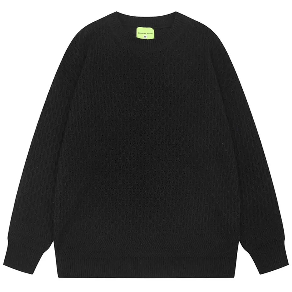 2025 Oversized Sweaters Men Solid Loose Knitted Jumper Streetwear Harajuku Hip Hop Pullover Sweaters Knitwear