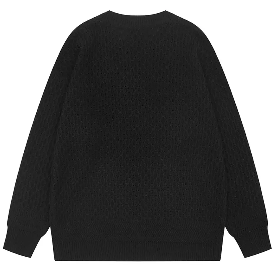 2025 Oversized Sweaters Men Solid Loose Knitted Jumper Streetwear Harajuku Hip Hop Pullover Sweaters Knitwear