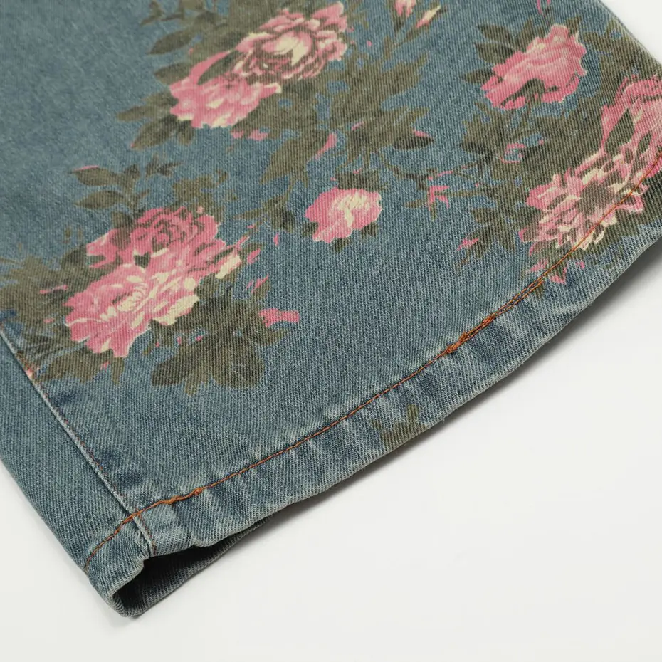 Flower Graphic Jeans Loose Casual Straight Denim Pants Unisex Harajuku Vitnage Baggy Jeans Trousers